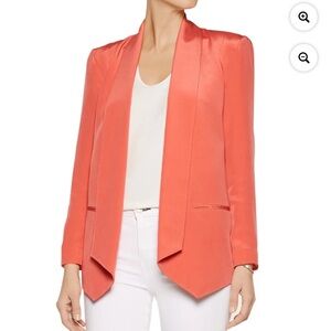 Rebecca Minkoff Long Becky Blazer 100% Silk Coral NWT Size 4